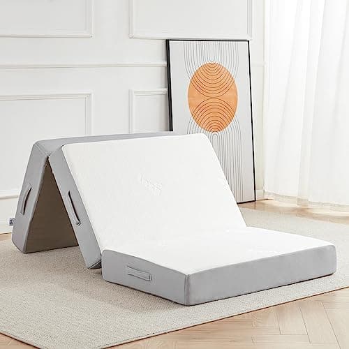 6 Inch Memory Foam Tri-fold Mattress for Camping and Travel, Twin