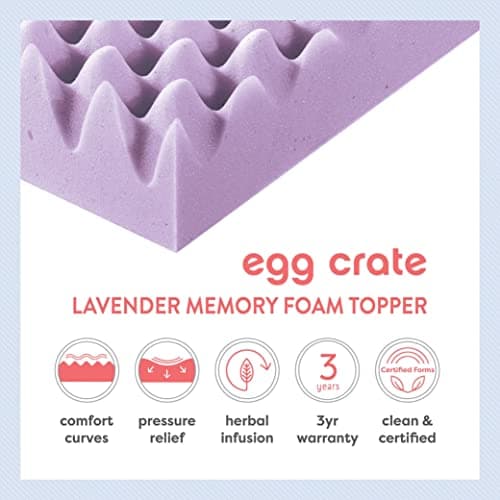 2 Egg Crate Memory Foam Topper with Lavender Infusion, King Size