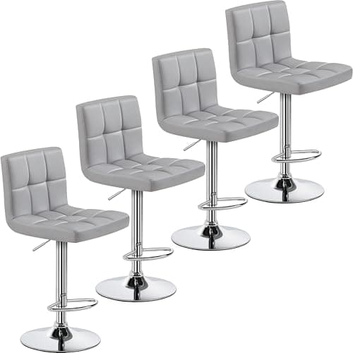 Yaheetech Modern Counter Height Bar Stools Set of 2, Light Gray