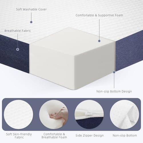 4-Inch Tri-Fold Breathable Foam Mattress, Washable Cover - Foldable for Guests, Yoga, Travel, and Camping (Twin)
