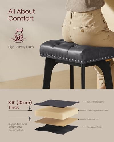 VASAGLE Saddle Bar Stools Set of 2, Ink Black