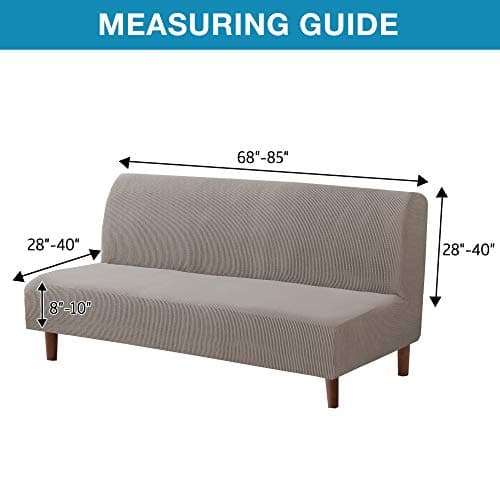 Flamingo P Stretch Taupe Futon Couch Covers with Elastic Bottom