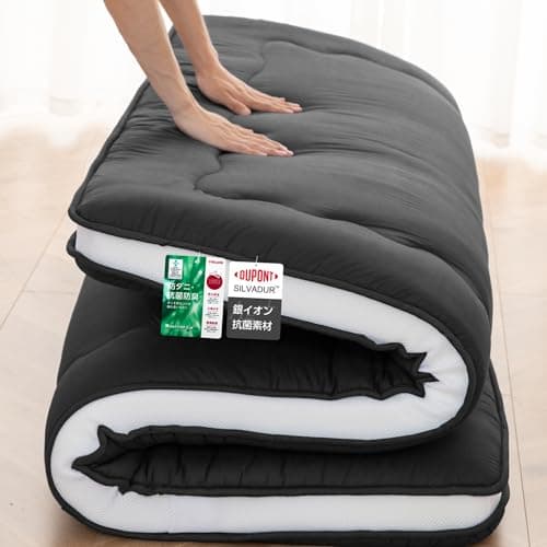 4" Foldable Japanese Shiki Futon Mattress, Grey, 39 x 80 for Camping