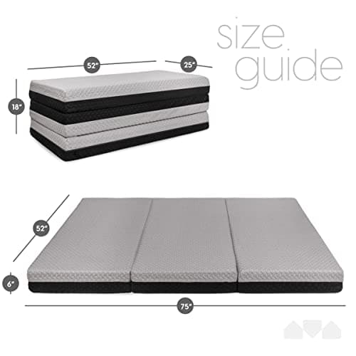 Milliard Premium Tri-Fold Memory Foam Mattress, Waterproof Cover, Full Size + Bonus Eye Mask