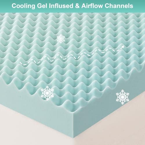 2 Inch Gel Infused Egg Crate Memory Foam Mattress Topper for King Size Bed - Cooling and Ventilated Pad for Back Pain Relief