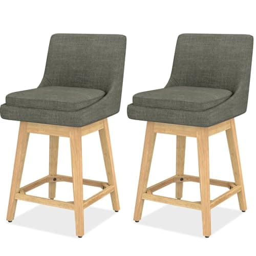 Swivel Counter Height Bar Stools Set of 2 for Kitchen - Dark Grey, 26 H