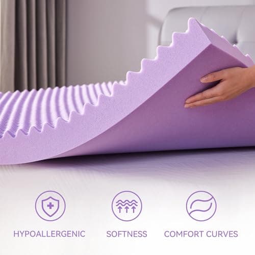 SINWEEK Twin XL Egg Crate Memory Foam Mattress Topper for College Dorms, 39x80 Inches, CertiPUR-US Certified, Purple