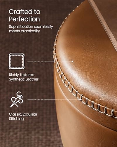 VASAGLE EKHO 360° Swivel Bar Stool, Height Adjustable with Storage, Caramel Brown