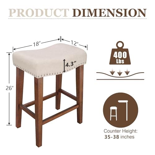 PrimeZone Beige Counter Height Bar Stools Set of 2