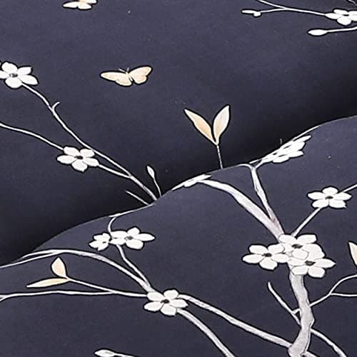 MAXYOYO Navy Floral Japanese Foldable Futon Mattress Twin Size