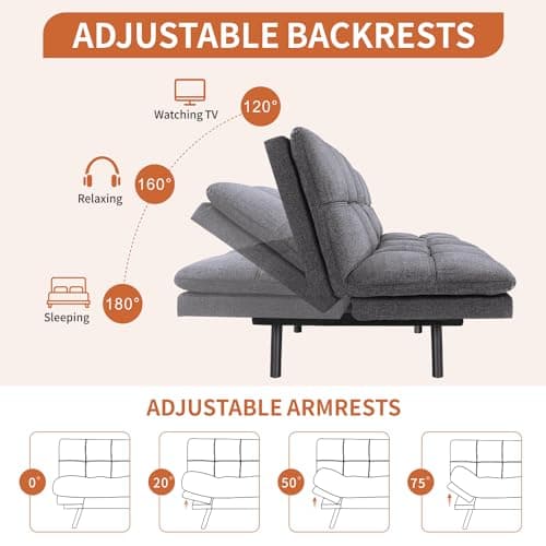 Adjust Backrest Futon Sofa Bed with Memory Foam - 71 for Studios, Apartments, Dormitories, Offices, and Game Rooms.