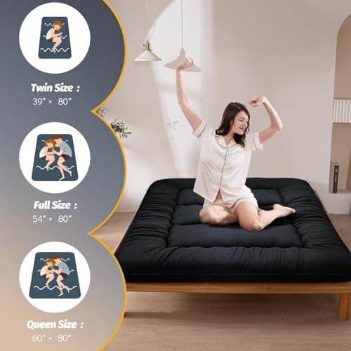 MAXYOYO Black Foldable Tatami Mattress for Adults, Twin Size, Thick Japanese Style