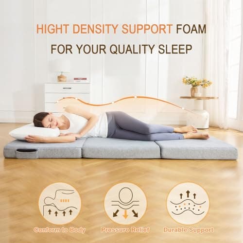 4-Inch Portable Memory Foam Topper for RVs and Camping, Removable & Washable
