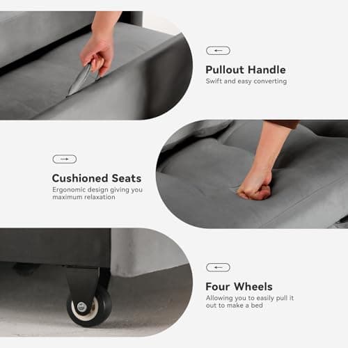 COMHOMA 55" 3-in-1 Sleeper Sofa Bed with Adjustable Backrest (Grey)