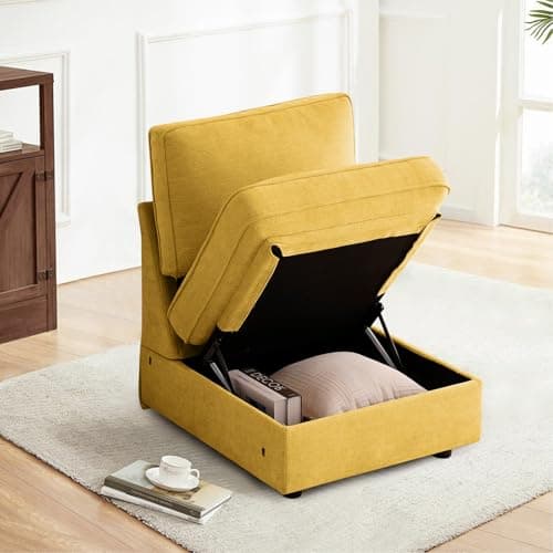 TEKAMON Comfy 3-Seater Chenille Storage Sofa W/Deep Seat, Wide Arms, USB & Removable Cover