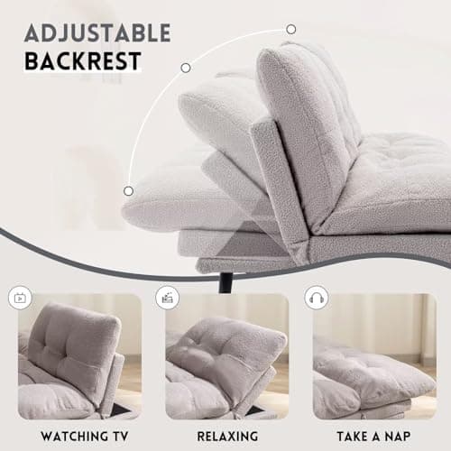 Futon Sofa Bed with Adjustable Backrest, Grey