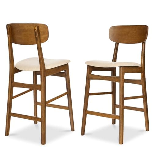 Best Choice Products Walnut/Cream Armless Counter Height Stool Set