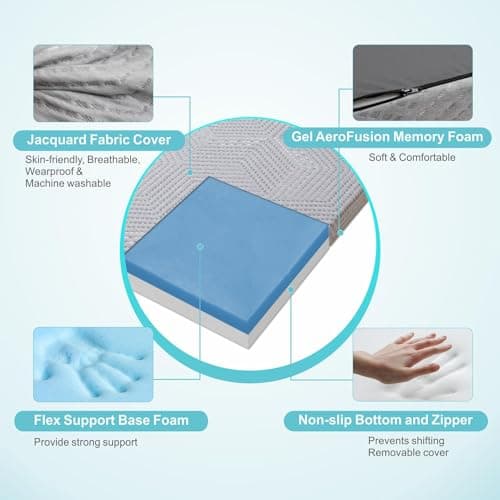 MUUEGM Folding Mattress King Tri-Fold Gel Memory Foam Mattress Topper