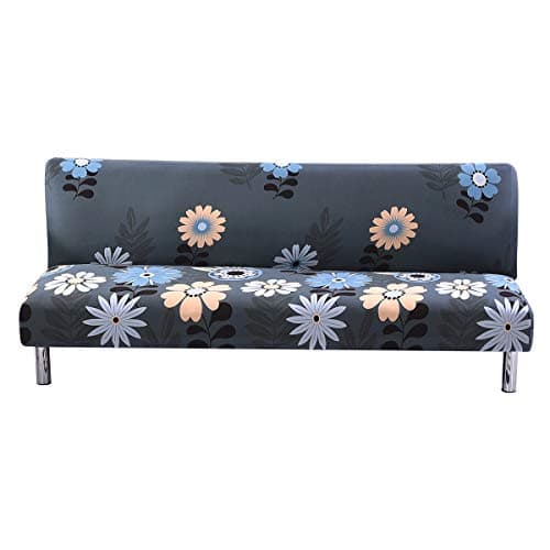Armless Futon Slipcover Stretch Elastic Couch Furniture Protector (Orange Grey)