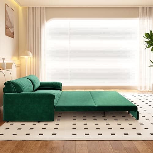 66" Oversized Reclining Futon Couch Bed with Velvet Upholstery Queen Size Daybed Loveseat