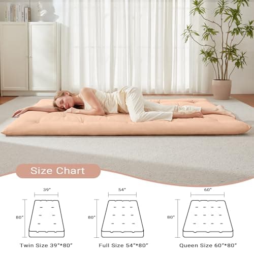 Khaki Japanese Foldable Futon Mattress Queen Size 60"x80"