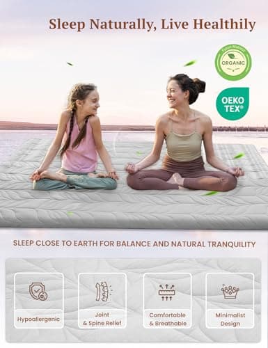 ZonLi Japanese Thicken Roll Up Tatami Mattress, Full Size, Grey, Portable & Foldable