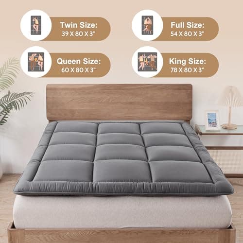 Japanese Folding Mattress for Kids & Adults, Queen Size 60"x80", Grey Memory Foam Tatami Mattress