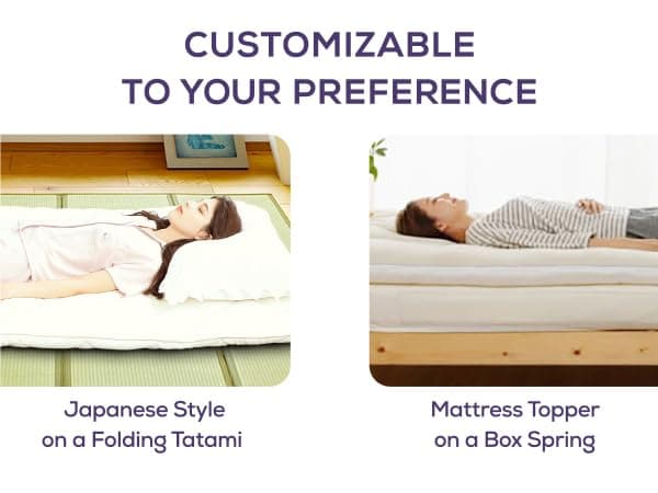 MIINA Japanese Foldable Futon Mattress, Full (55"×78"), White