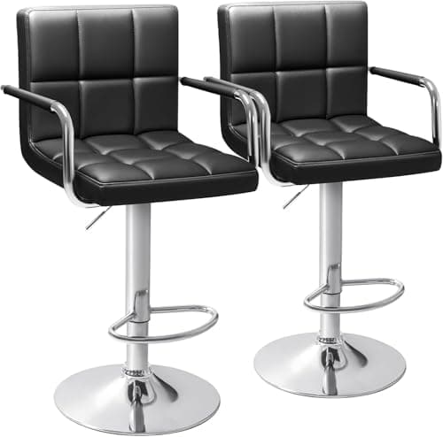 Homall Black Modern PU Leather Kitchen Bar Stools with Back Set of 2
