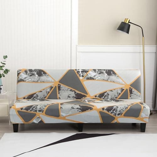 ELEOPTION Full Size Stretch Slipcover for Armless Sofa Bed Black/White