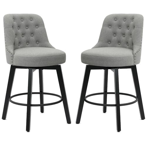 26 Inch Faux Leather Bar Stools with Back, Kitchen Island Counter Height Swivel Stools