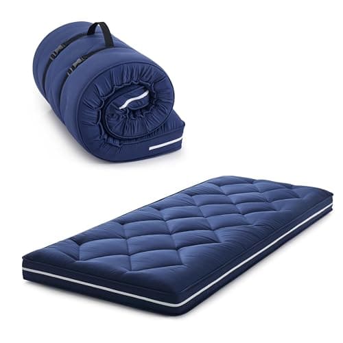 4-Inch Small Gel Memory Foam Cot Mattress Topper,Portable Roll-Up Sleep Pad