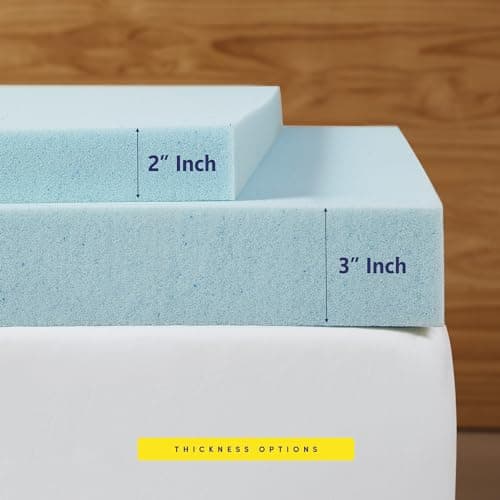 CertiPUR-US Certified 2 Inch Gel Memory Foam Twin Mattress Topper - Cool & Comfortable