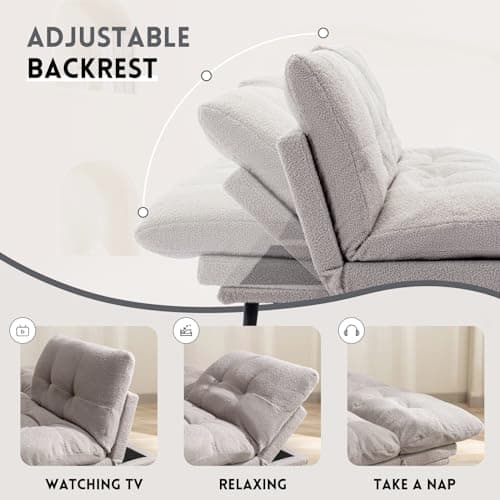 Grey Convertible Splitback Futon Sofa Bed with Adjustable Backrest