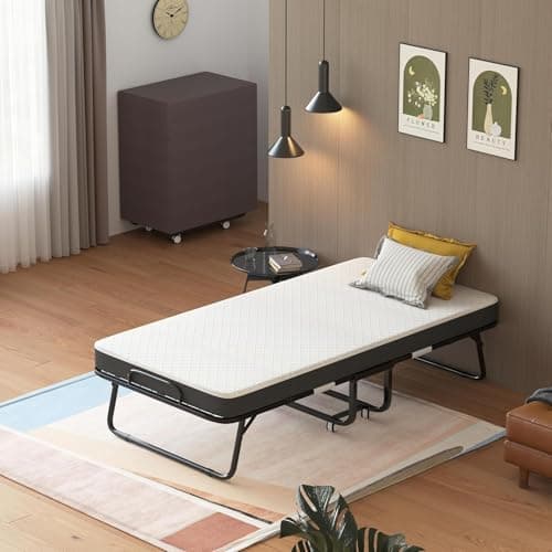MUTUN Upgraded 5" Memory Foam Portable Foldable Bed for Adults, Twin Size with Storage Cover