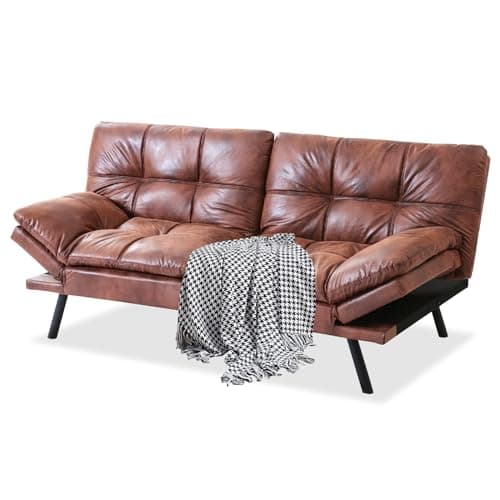 71 Futon Sofa Bed with Memory Foam and Adjustable Backrest, Dark Grey Sofa for Studios, Apartments, Dormitories, Offices, and Game Rooms