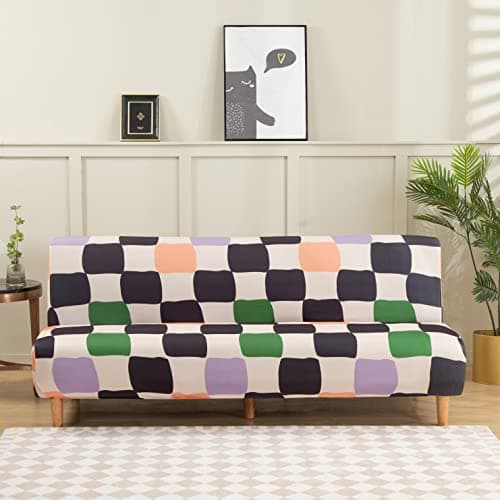 LiveGo Elastic Bottom Futon Slipcover for Stretch Folding Sofa Bed, Printed Couch Cover Protection