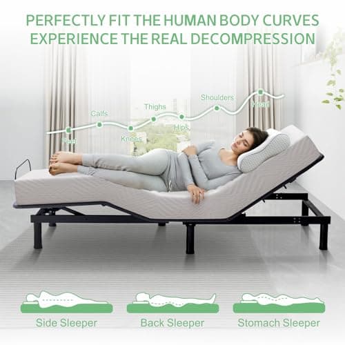 Adjustable Bed Base Queen with Memory Foam Mattress and Smart Features