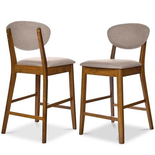 Best Choice Products Mid-Century Modern Bar Stool Set Walnut/Cream