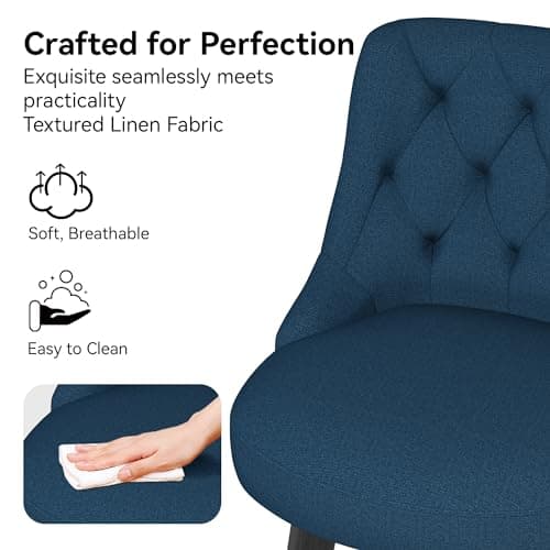 30 Swivel Bar Stools Set of 2 with Back and Solid Wood Legs, Navy Fabric