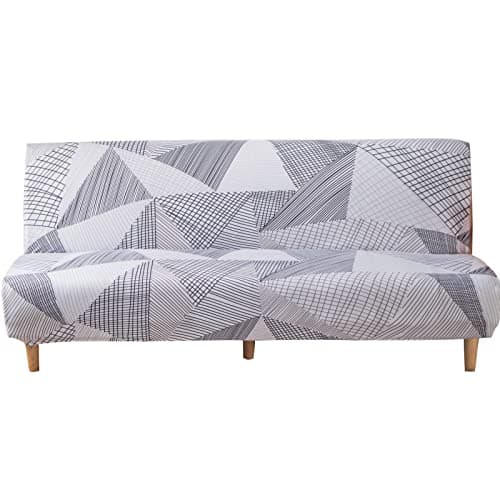 Armless Futon Slipcover Stretch Elastic Couch Furniture Protector (Orange Grey)