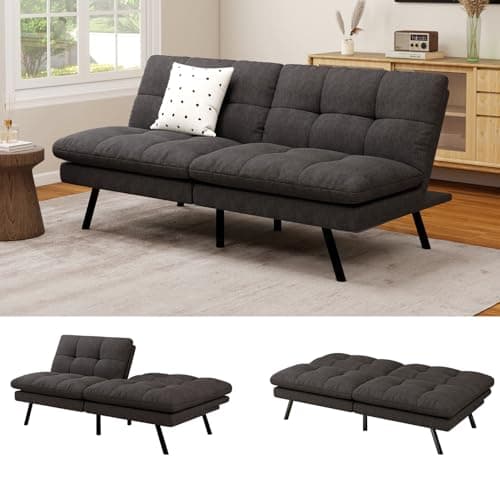 MUUEGM Brown Faux Leather Recliner Sofa Bed for Small Spaces