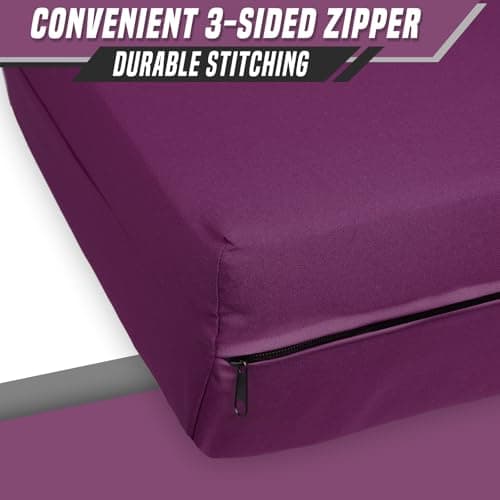 Machine Washable Zippered Armless Futon Cover, Purple