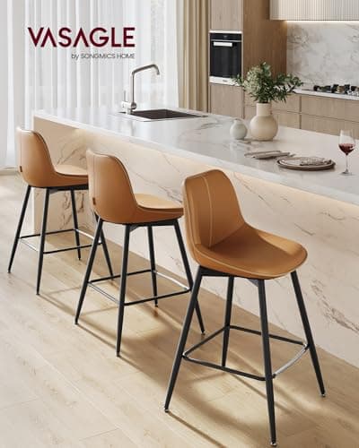 VASAGLE Caramel Brown Counter Height Bar Stool Set ULBC088K01