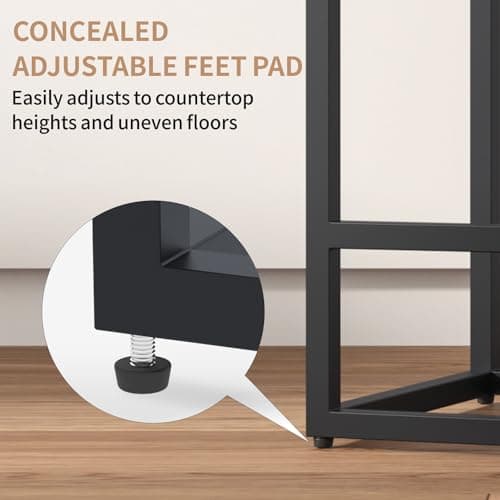 Counter Height Kitchen Stools Set of 4, Modern Faux Leather Barstools, Metal Frame Legs, Dark Grey