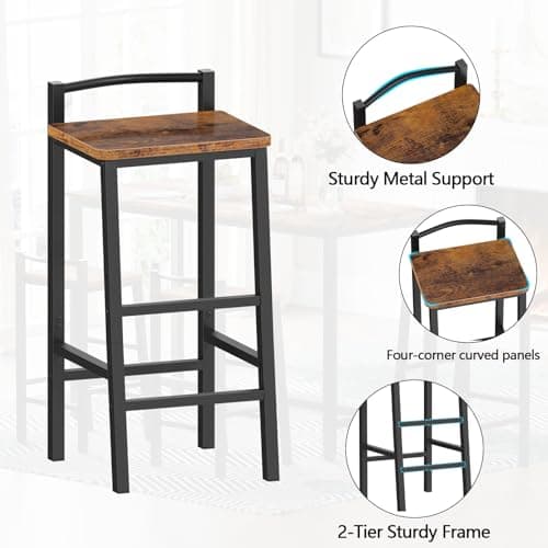 Furologee 2 Pack 24" Counter Height Bar Stools with Backrest