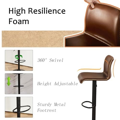 HeuGah Brown Faux Leather Counter Height Swivel Bar Stool Set (4pcs, 24"-32")