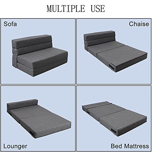 ANONER Dark Gray Fold Soy Bed Couch with Memory Foam and Washable Cover