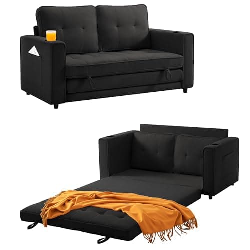 Dark Blue Folding Sleeper Sofa Bed for Small Spaces