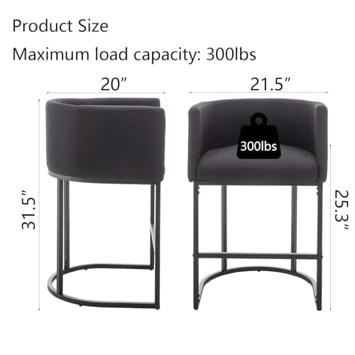 Modern Black Counter HeightBar Stool Set of 2